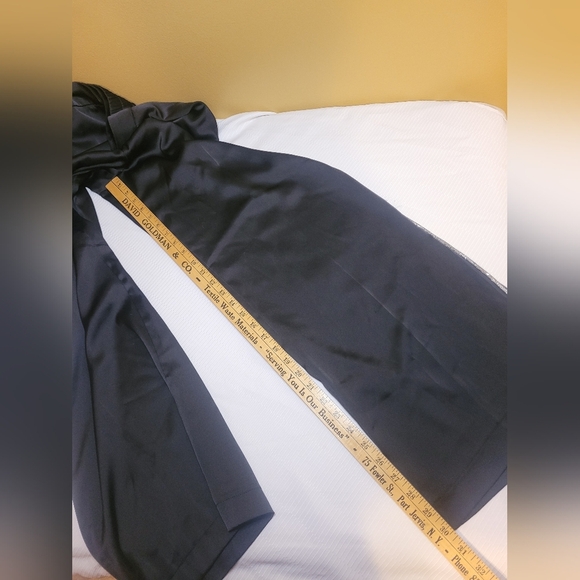 Rachel Zoe Satin Straight Leg Black Trousers Silver Trim Detailing sz 12 0799288 - Picture 9 of 12